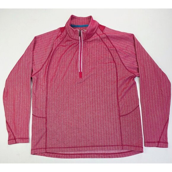 Tommy Bahama Size Large Mens Red 1/4 Zip Long Sleeve Neck Logo Activewear Top - Picture 1 of 11